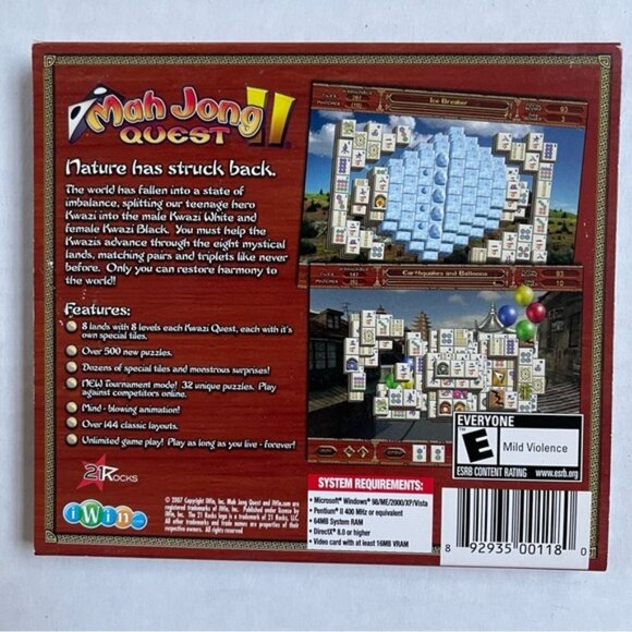 Mah Jong II Quest Games PC Games CD ROM E ESRB iWin Games - Picture 2 of 6